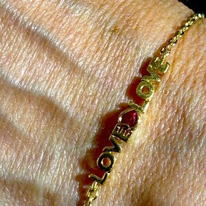 Gold Love Bracelet with Red Gemstone
